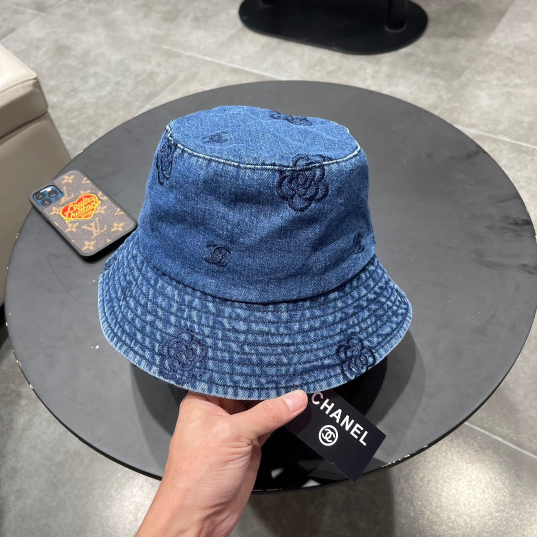 Chanel Blue Denim Vintage Bucket Hat 192315