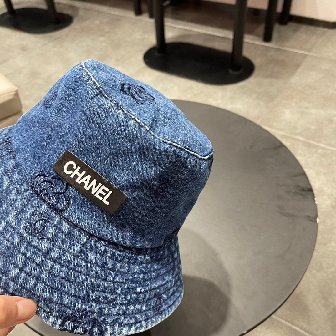 Chanel Blue Denim Vintage Bucket Hat 192315