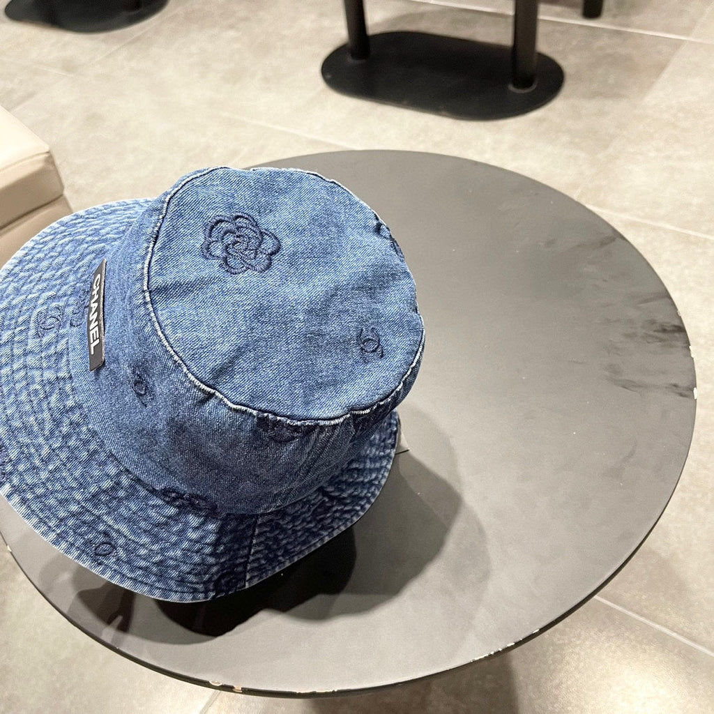 Chanel Blue Denim Vintage Bucket Hat 192315
