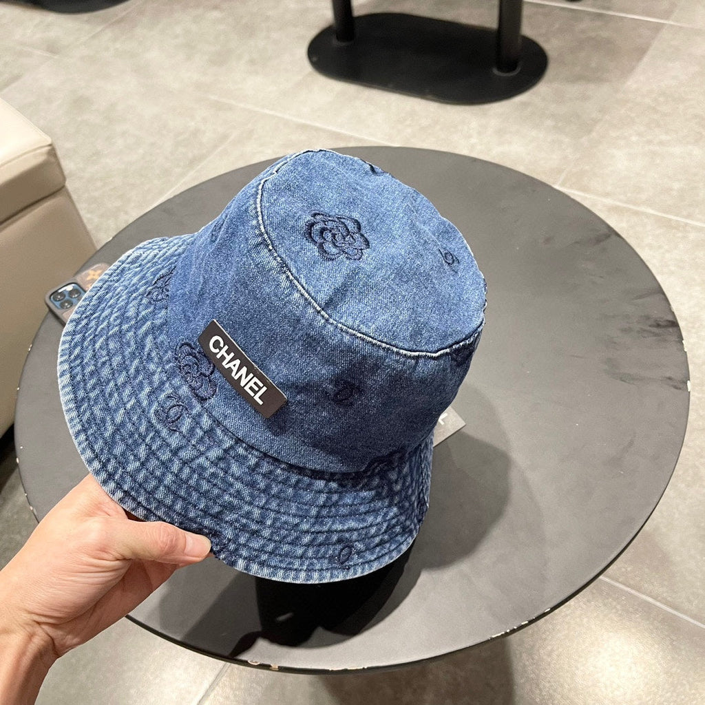 Chanel Blue Denim Vintage Bucket Hat 192315