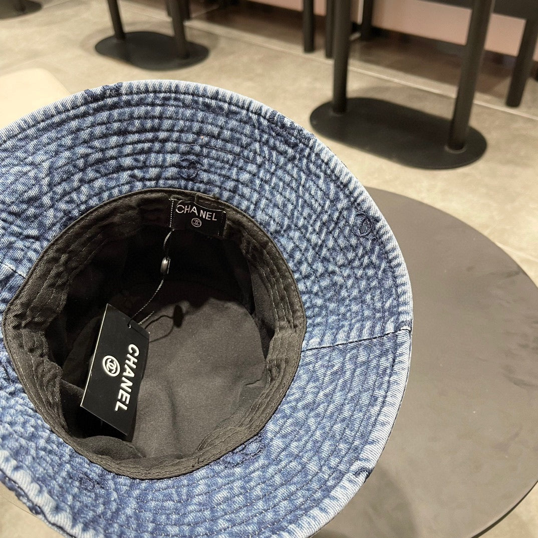 Chanel Blue Denim Vintage Bucket Hat 192315