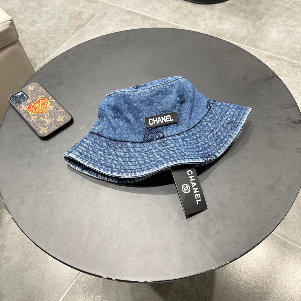 Chanel Blue Denim Vintage Bucket Hat 192315