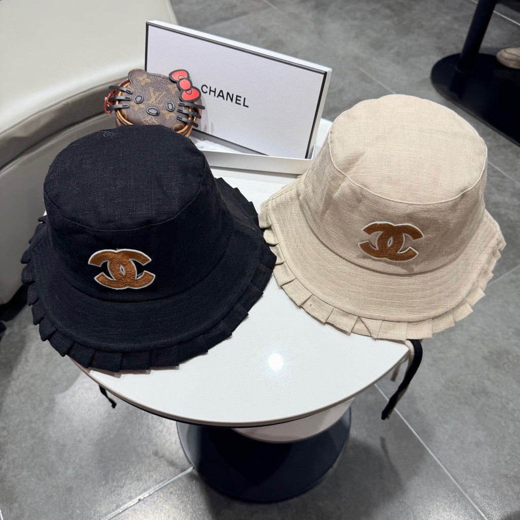Chanel Japanese Style Strappy Bucket Hat Cream in Linen 192308