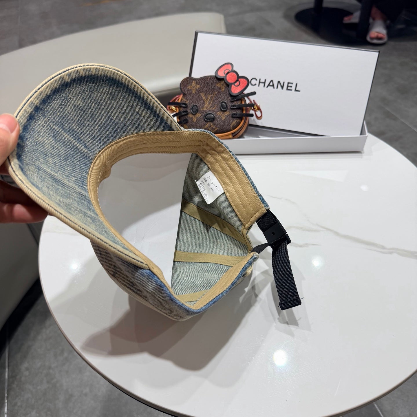 Chanel Vintage Washed Gray Denim Baseball Cap 192307