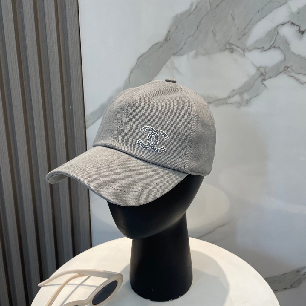 Chanel Washed Denim Baseball Cap Grey in Cotton 192166
