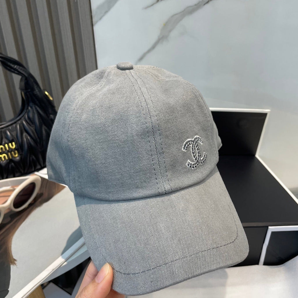 Chanel Washed Denim Baseball Cap Grey in Cotton 192166