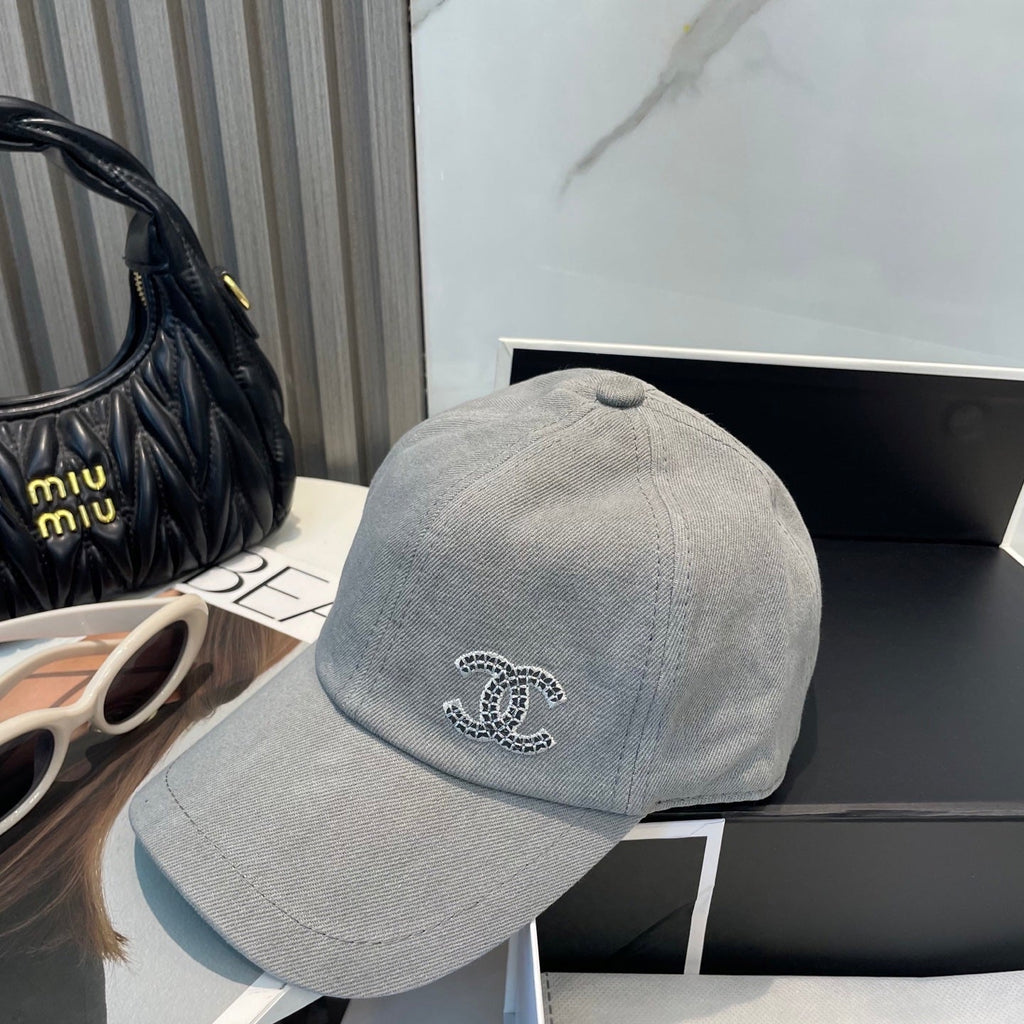Chanel Washed Denim Baseball Cap Grey in Cotton 192166