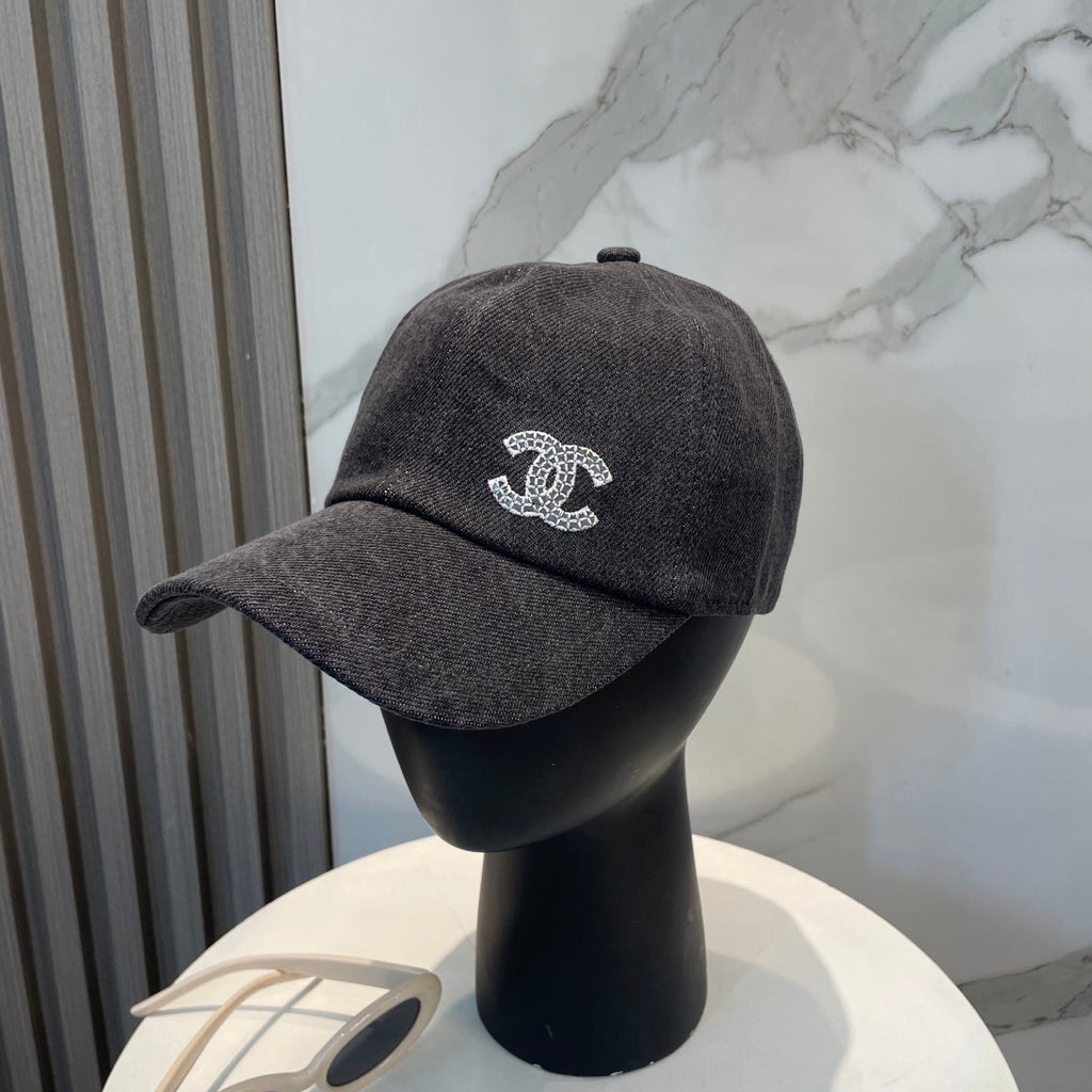 Chanel Washed Denim Baseball Cap Black in Cotton 192165