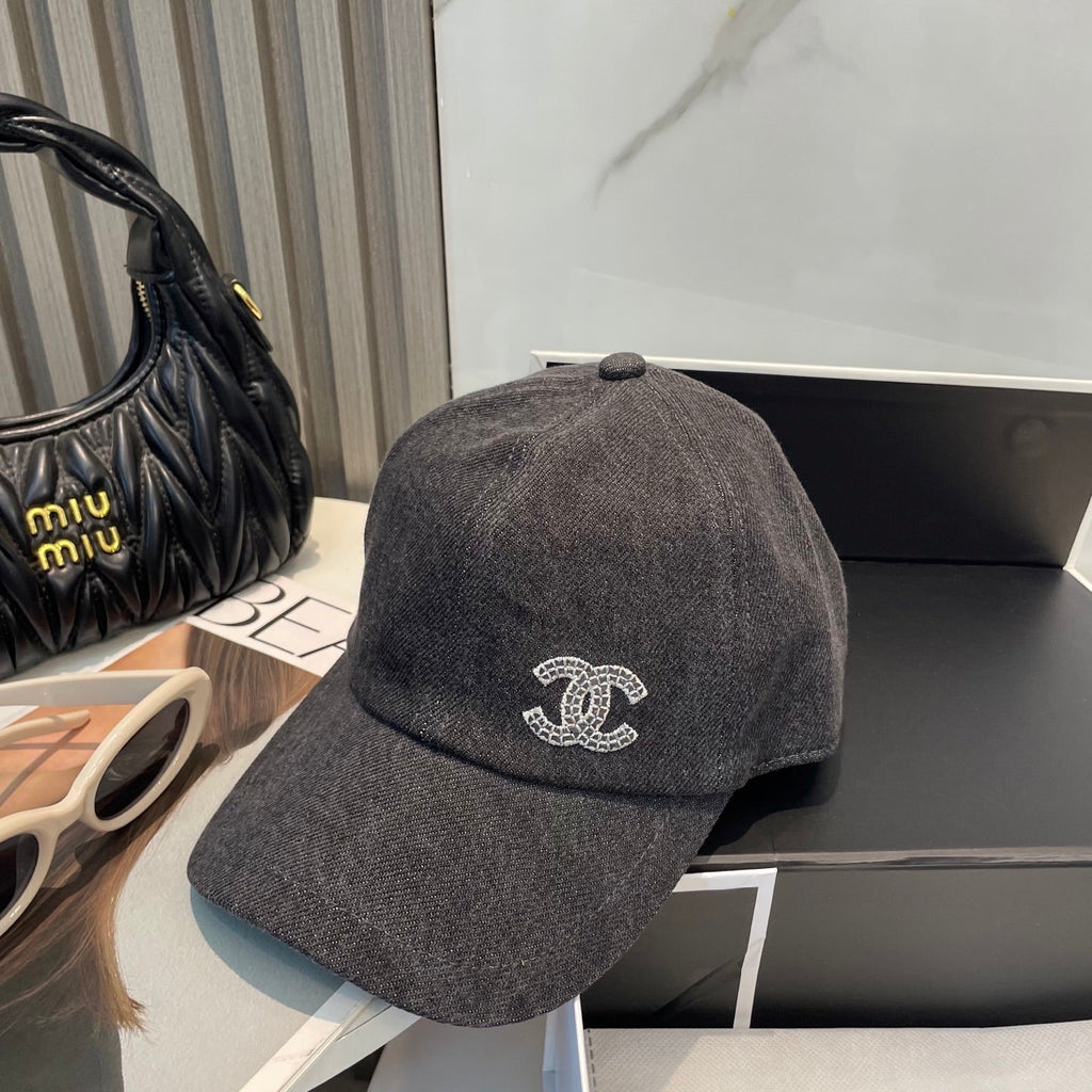 Chanel Washed Denim Baseball Cap Black in Cotton 192165
