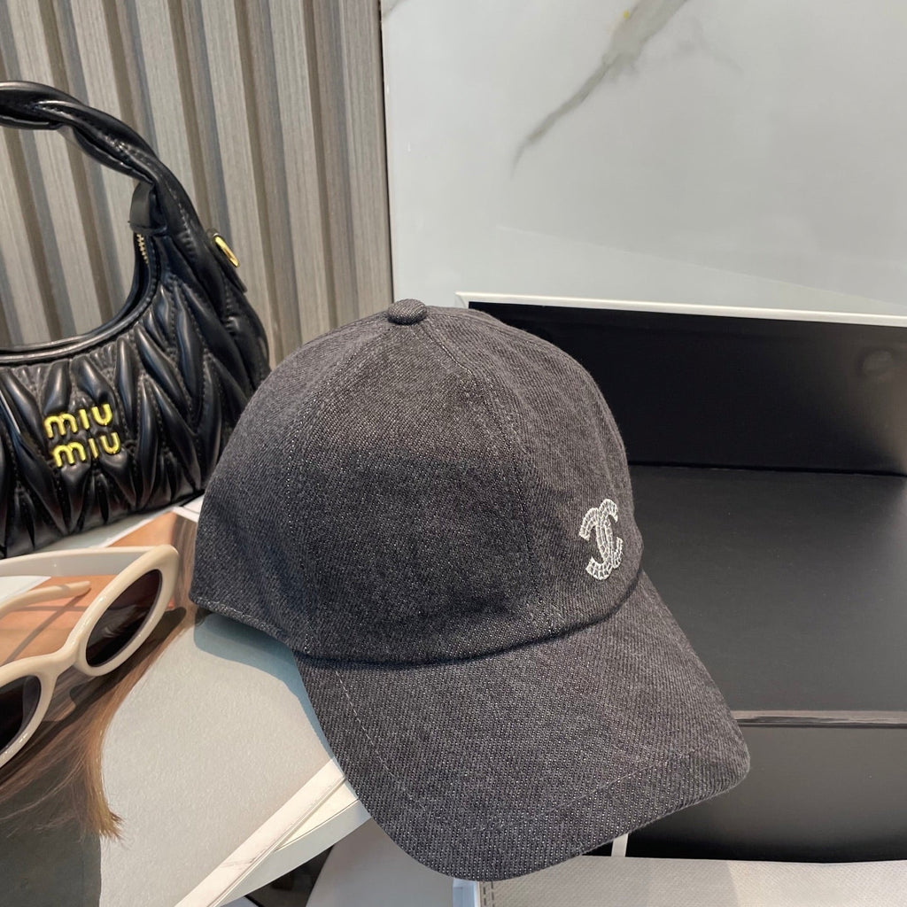 Chanel Washed Denim Baseball Cap Black in Cotton 192165