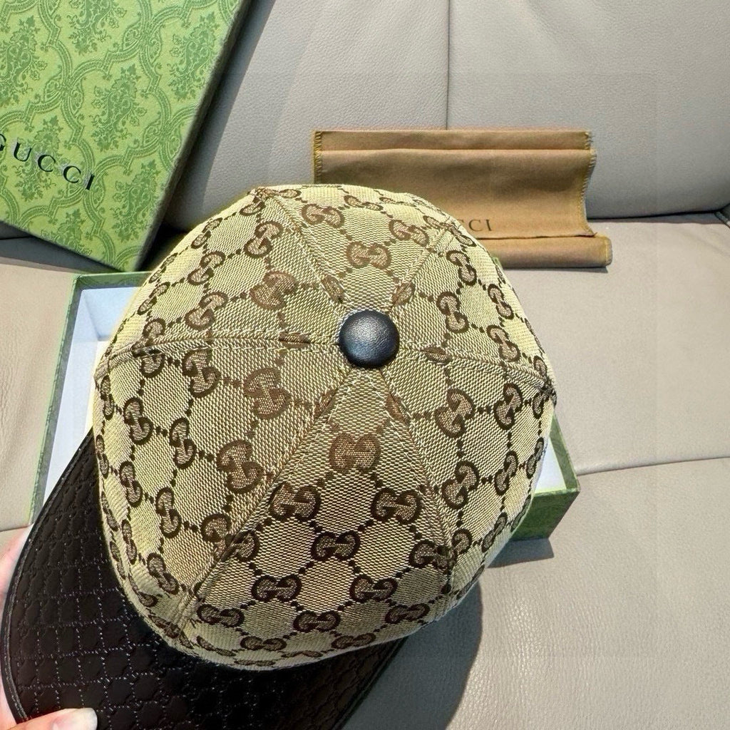 Gucci Classic Baseball Cap Brown Black in Canvas Cowhide 193831