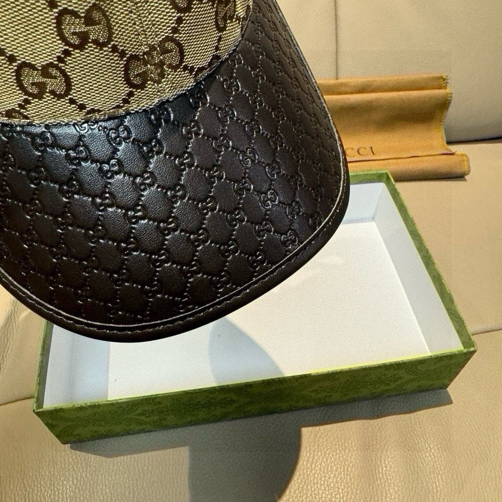 Gucci Classic Baseball Cap Brown Black in Canvas Cowhide 193831