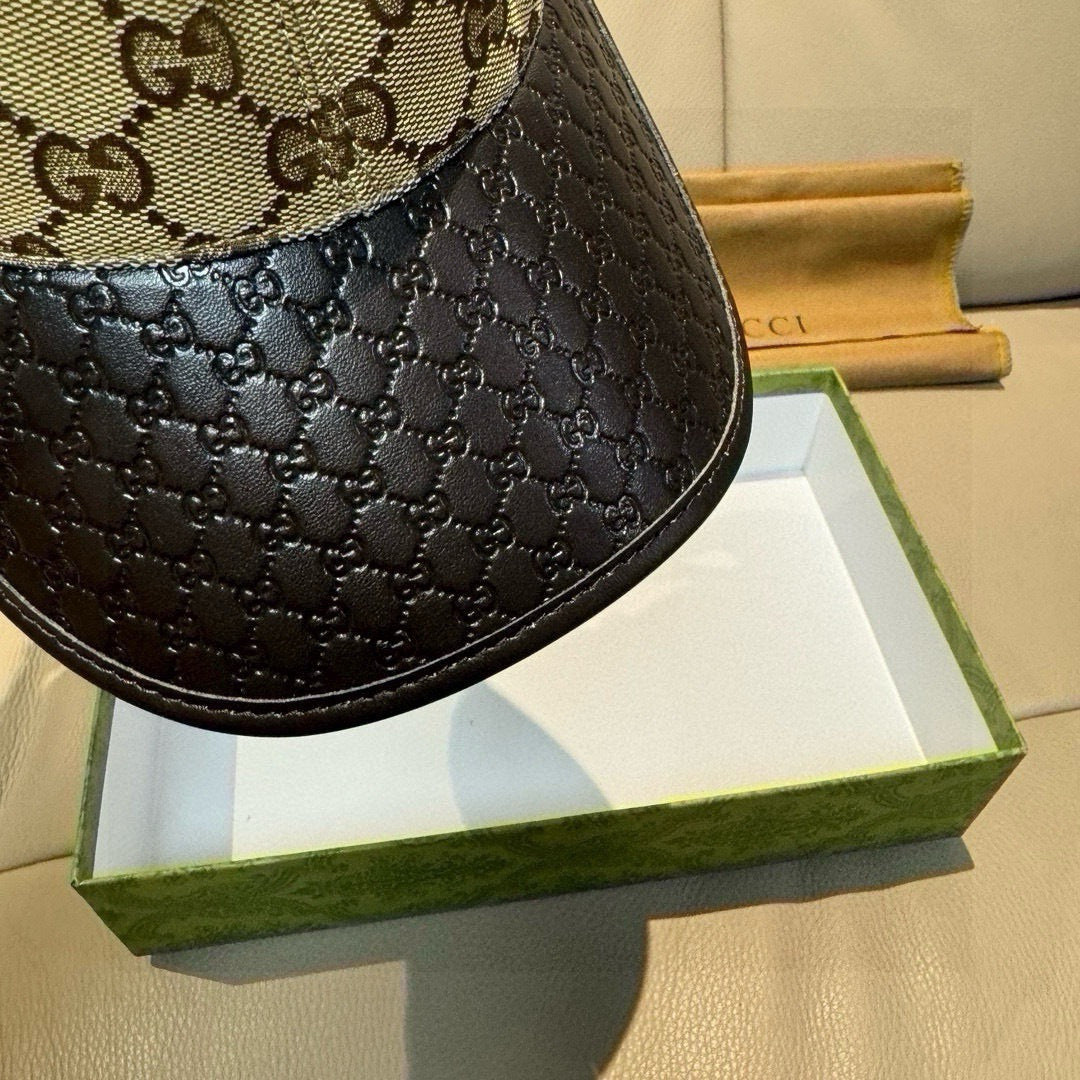 Gucci Classic Baseball Cap Brown Black in Canvas Cowhide 193831