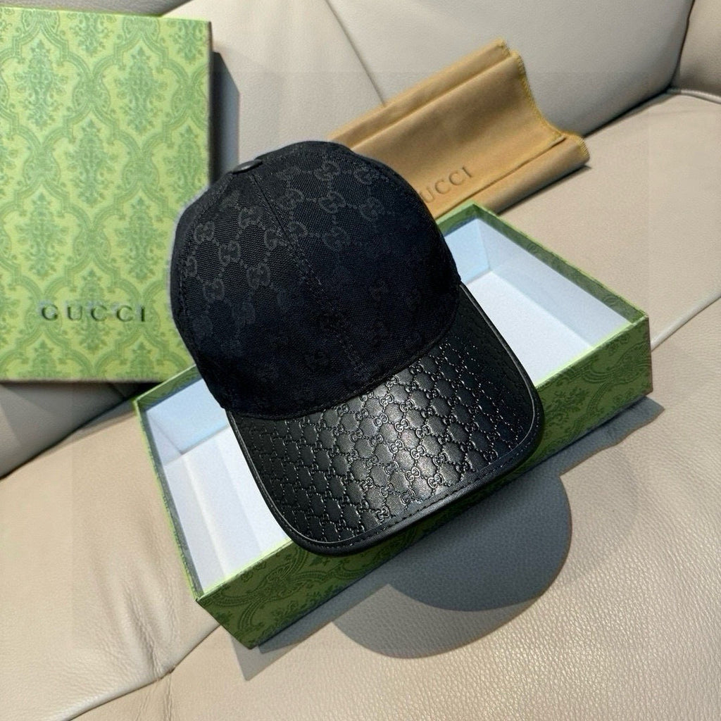 Gucci Classic Baseball Cap Black in Canvas Cowhide 193830