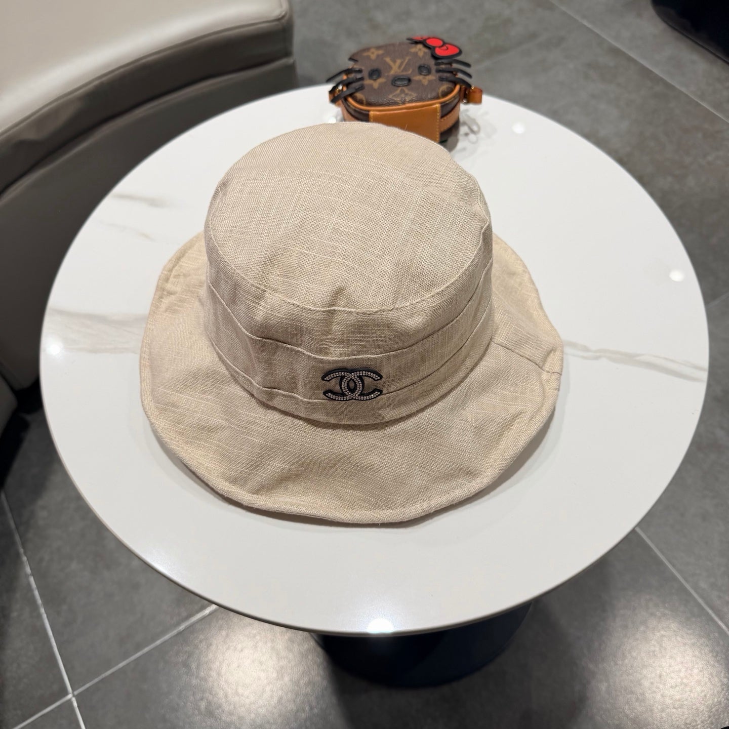 Chanel Style Fisherman Hat Cream in Cloth 192298