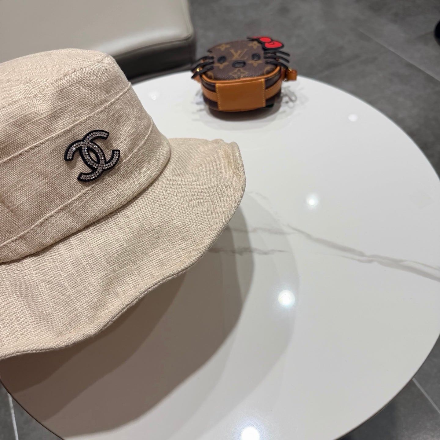 Chanel Style Fisherman Hat Cream in Cloth 192298