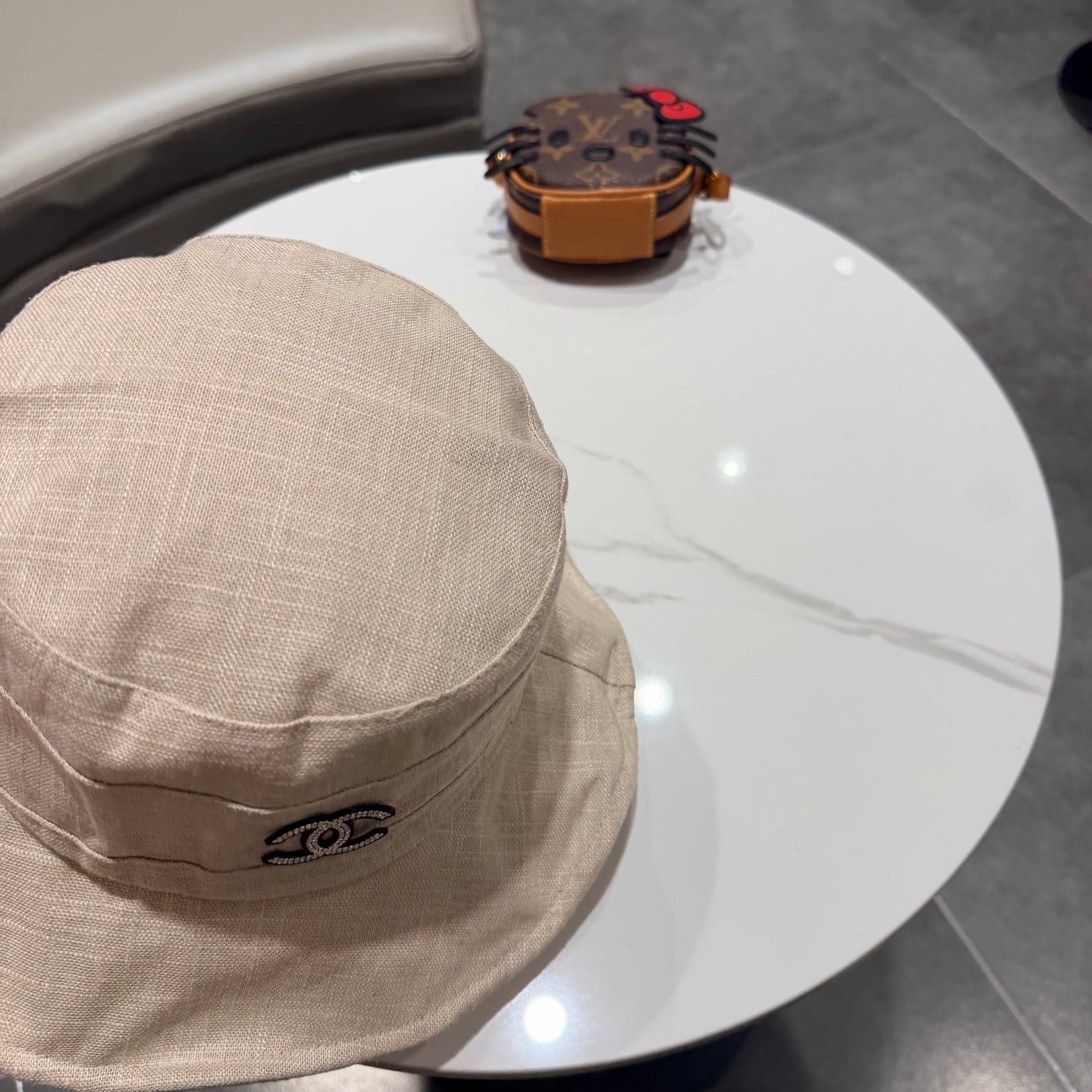 Chanel Style Fisherman Hat Cream in Cloth 192298