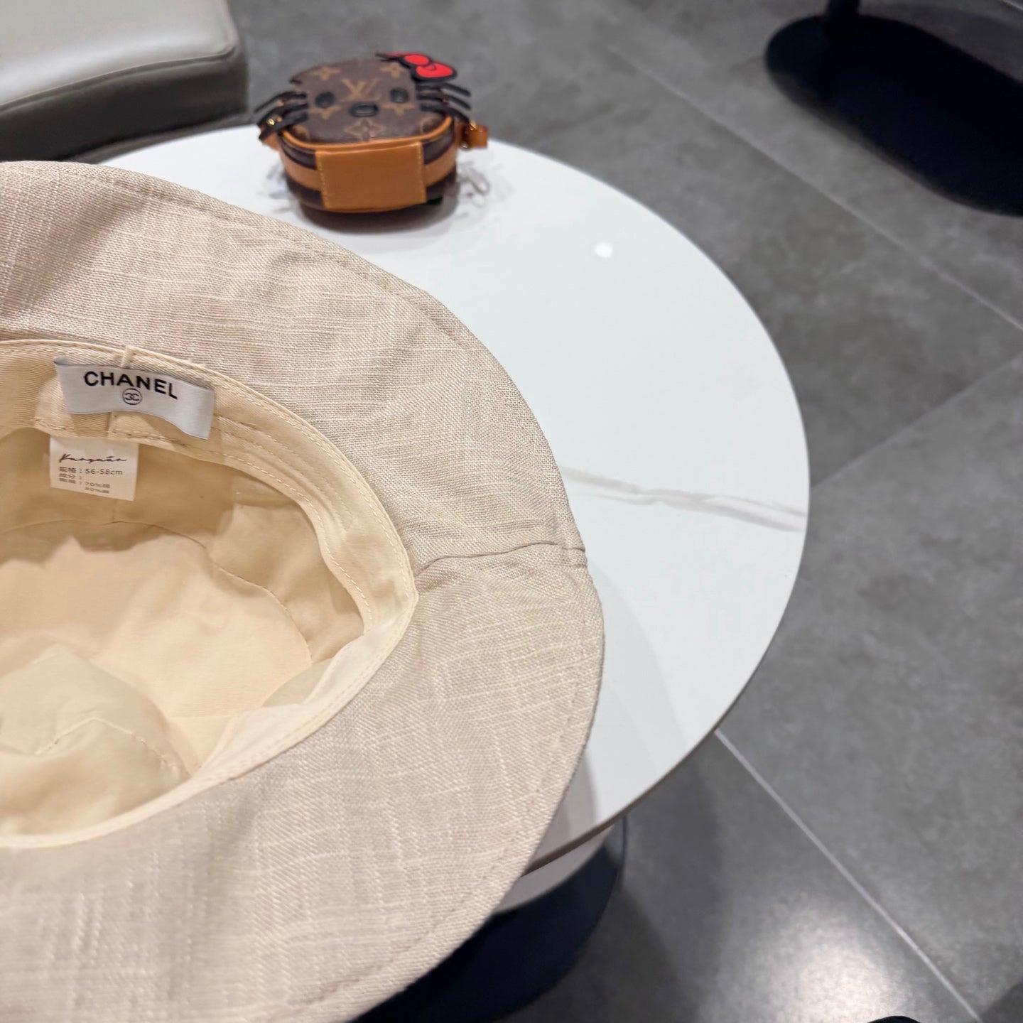 Chanel Style Fisherman Hat Cream in Cloth 192298