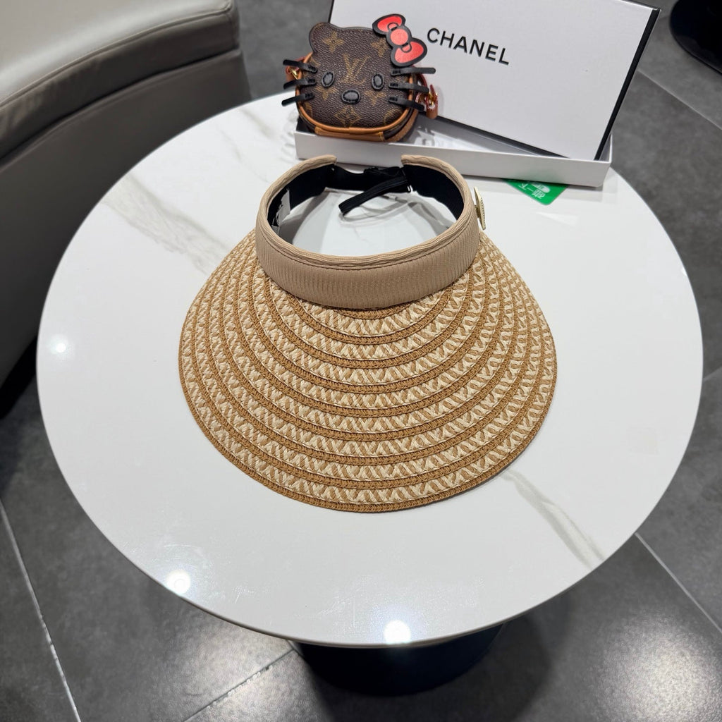 Chanel Open Visor Hat Color Straw in Cloth 192287