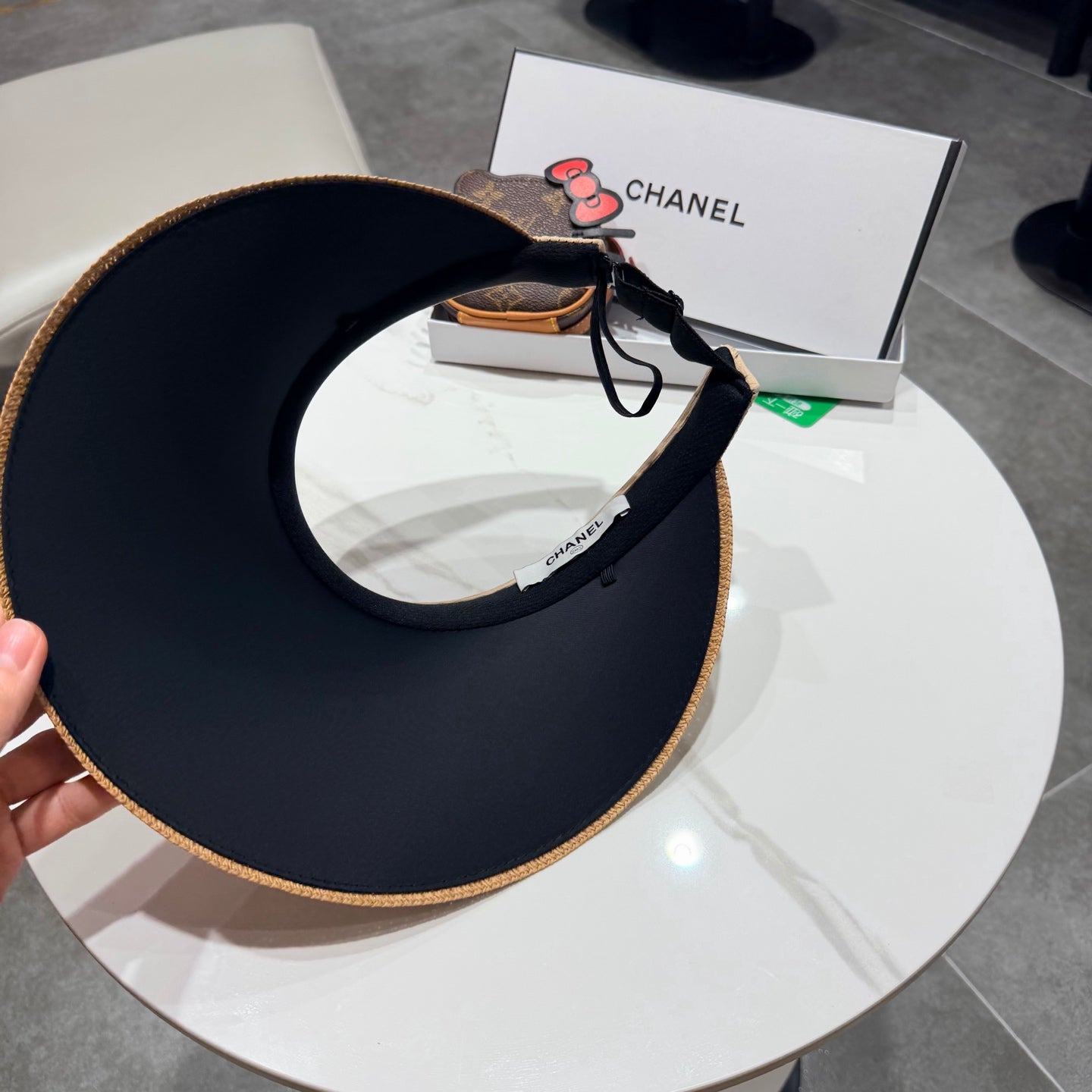 Chanel Open Visor Hat Color Straw in Cloth 192287