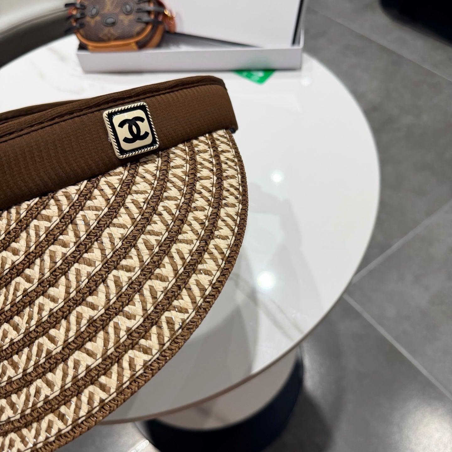Chanel Open Visor Hat Brown in Cloth 192286