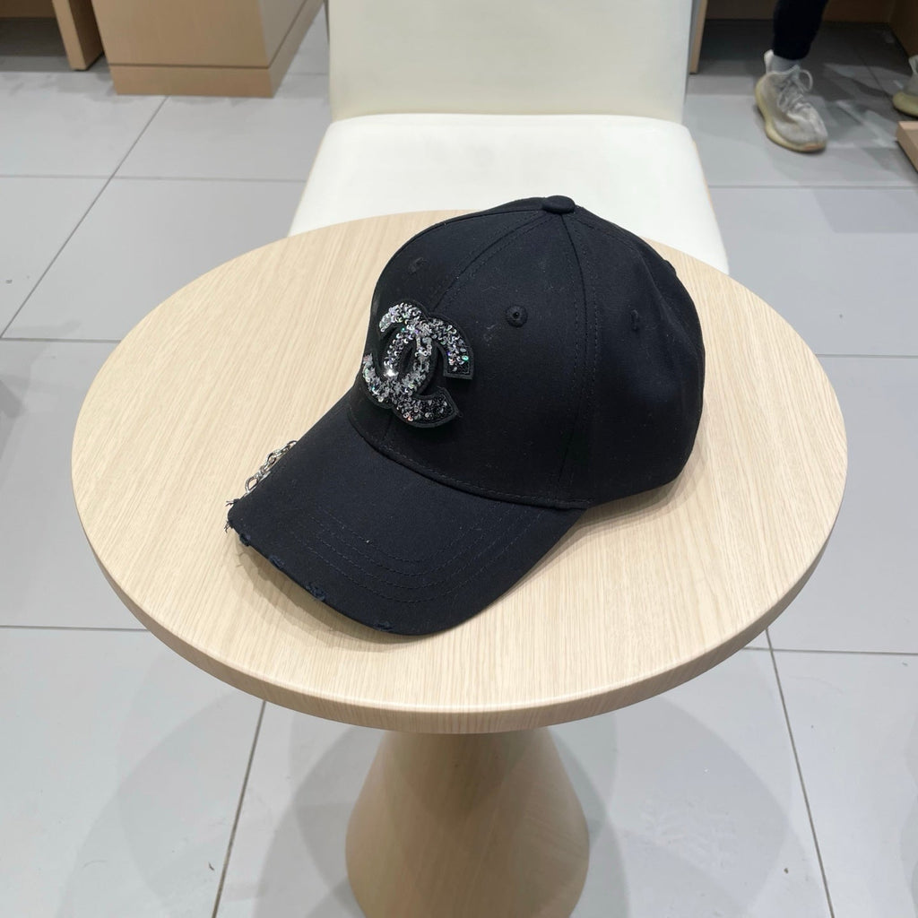 Chanel Baseball Cap with Chain Black in Cloth 192201