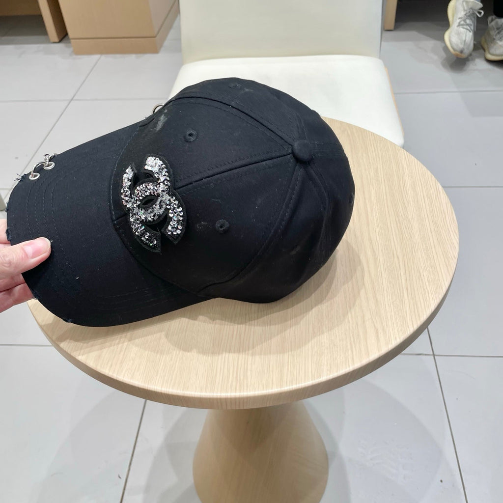 Chanel Baseball Cap with Chain Black in Cloth 192201