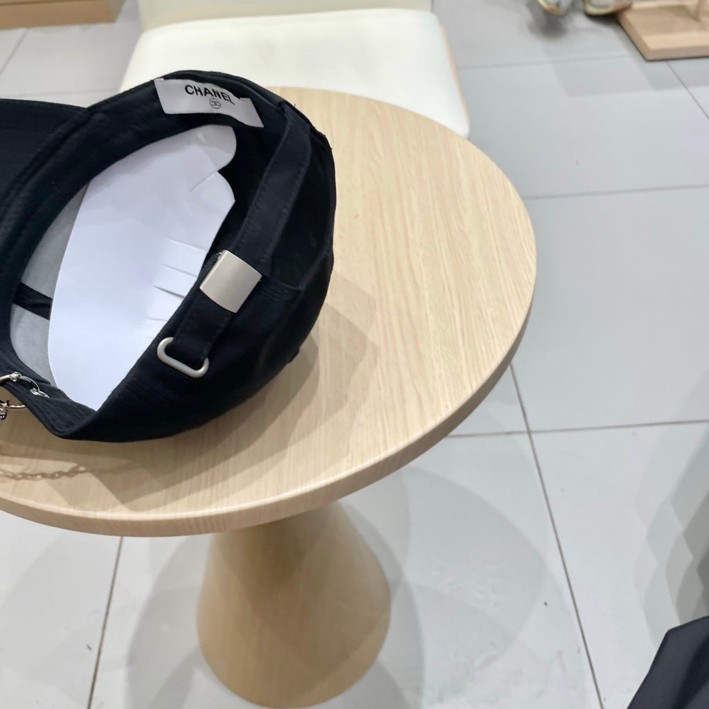 Chanel Baseball Cap with Chain Black in Cloth 192201
