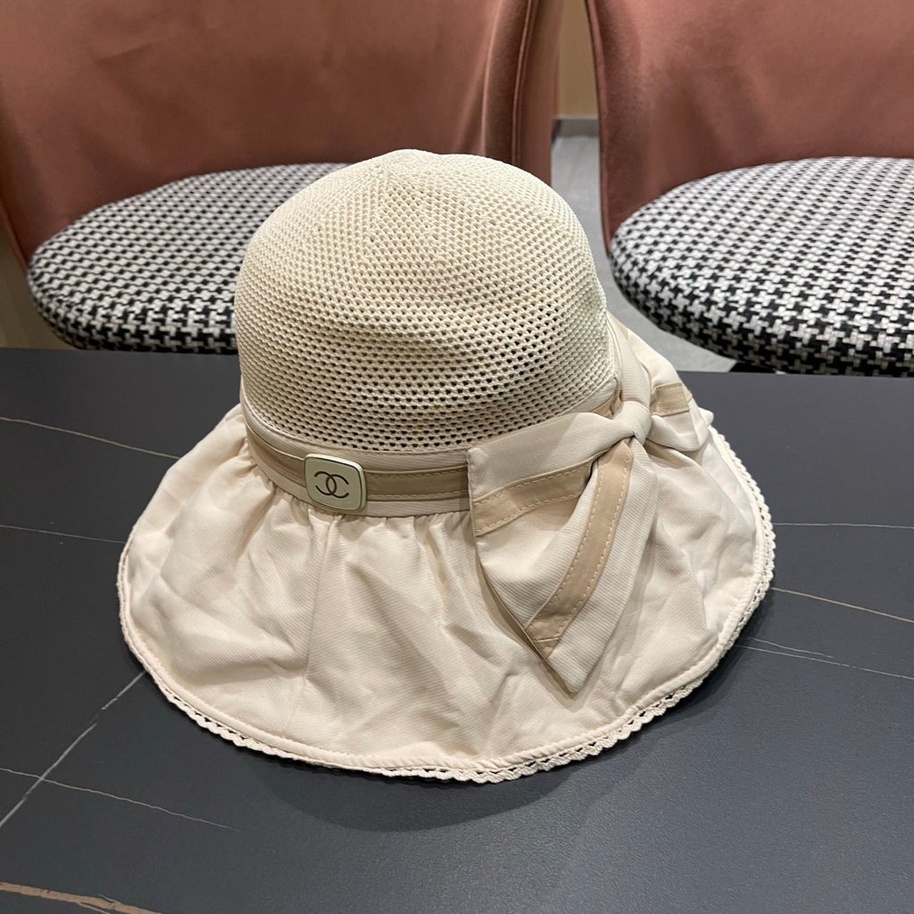 Chanel Korean Style Bowknot Hat Beige in Cloth 192189
