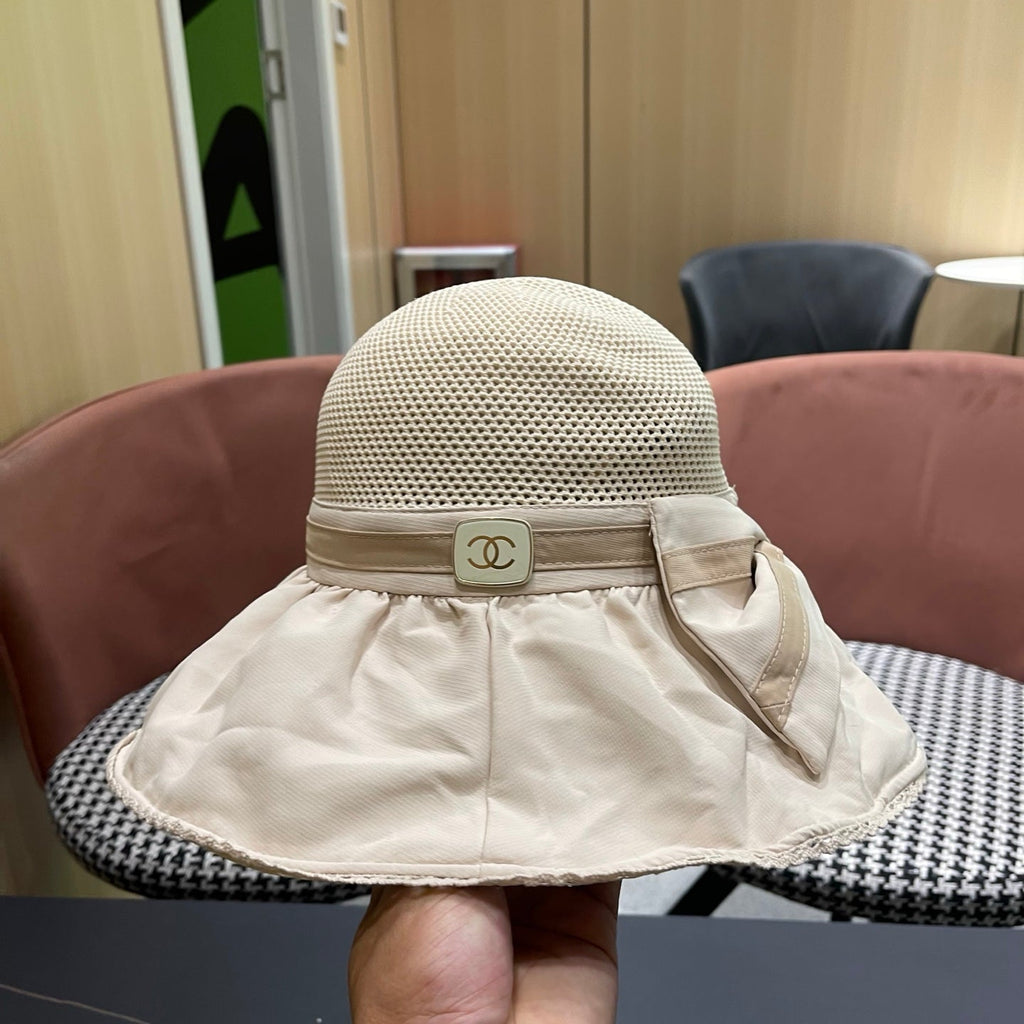 Chanel Korean Style Bowknot Hat Beige in Cloth 192189