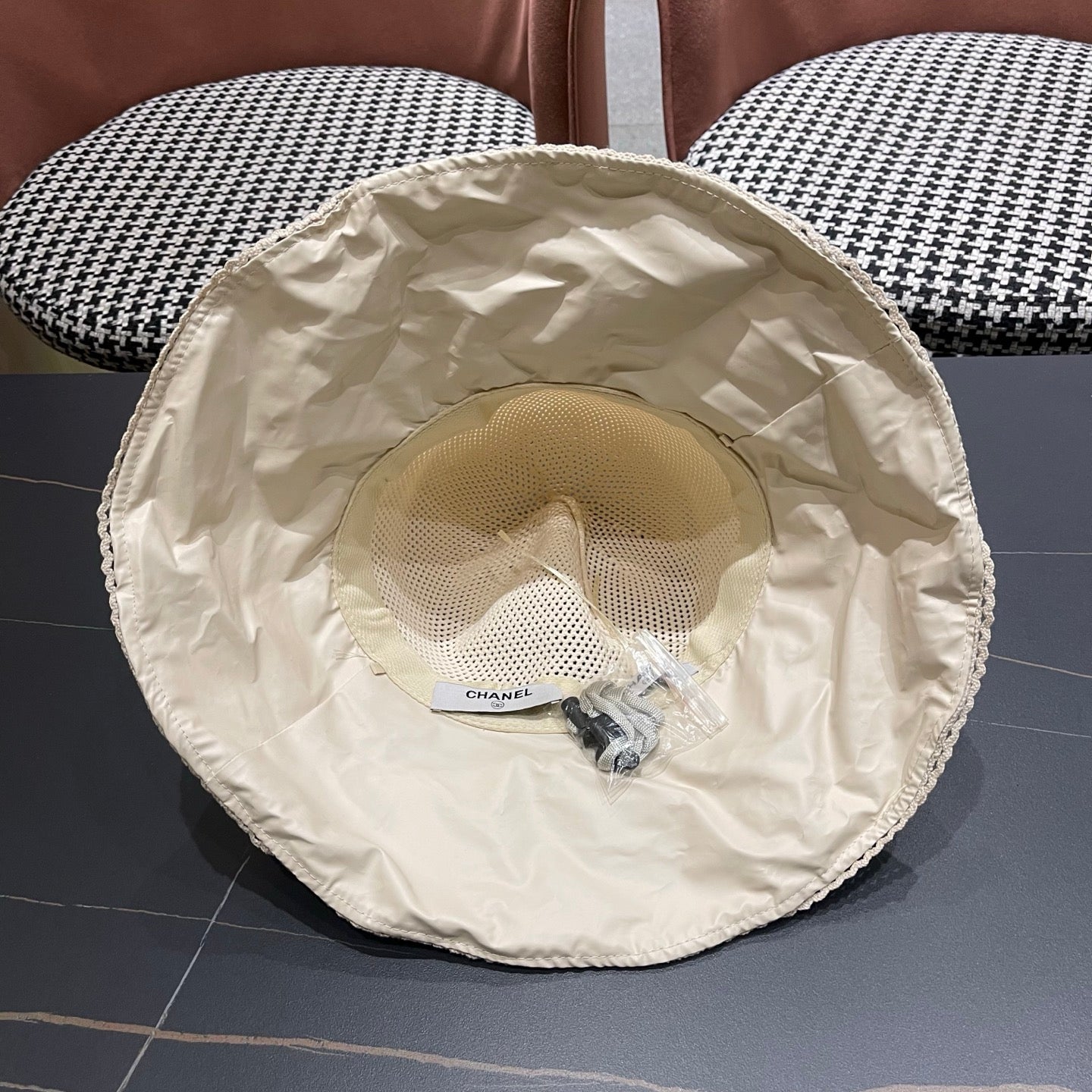 Chanel Korean Style Bowknot Hat Beige in Cloth 192189