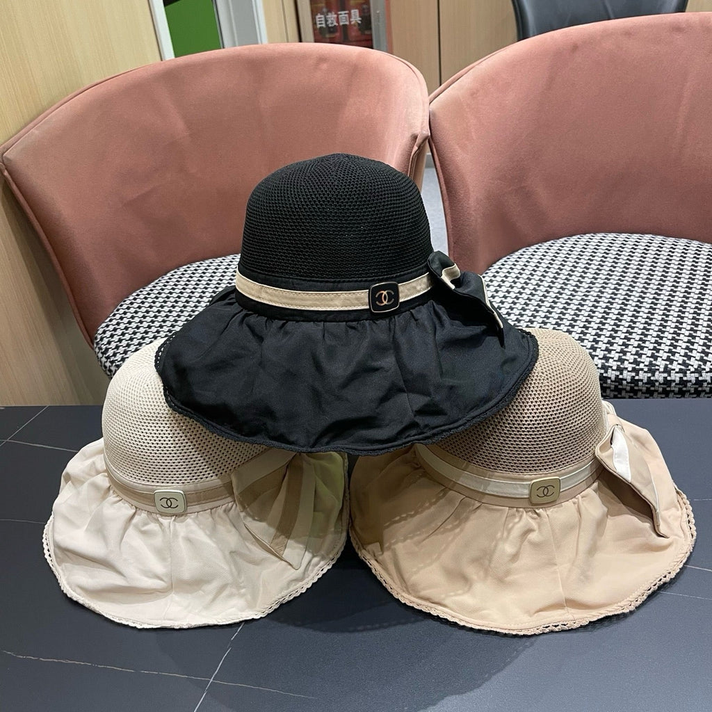 Chanel Korean Style Bowknot Hat Beige in Cloth 192189