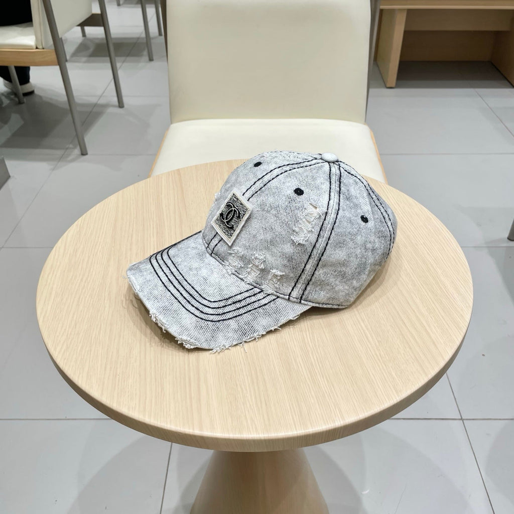 Chanel Baseball Cap Light Gray Denim 192133