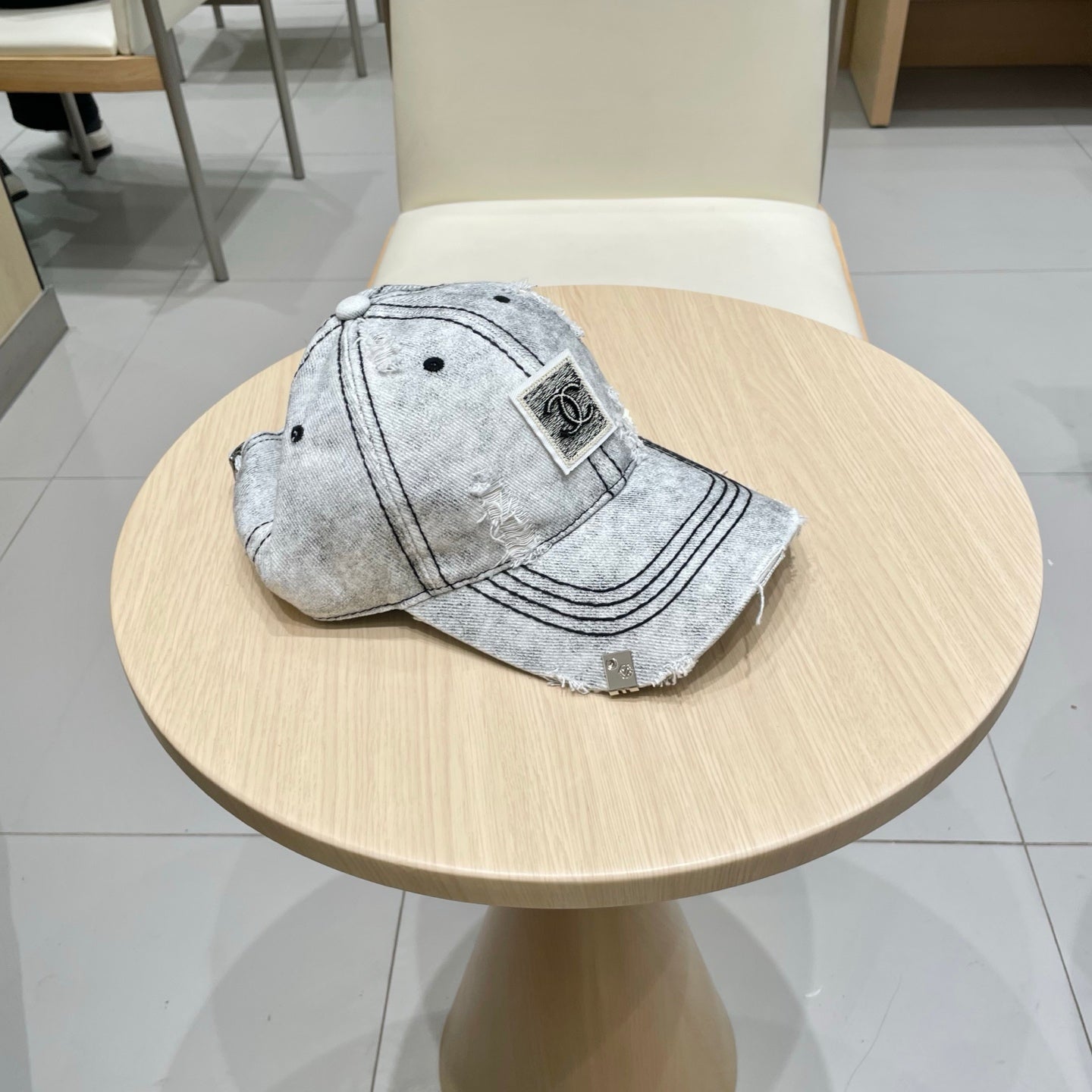 Chanel Baseball Cap Light Gray Denim 192133