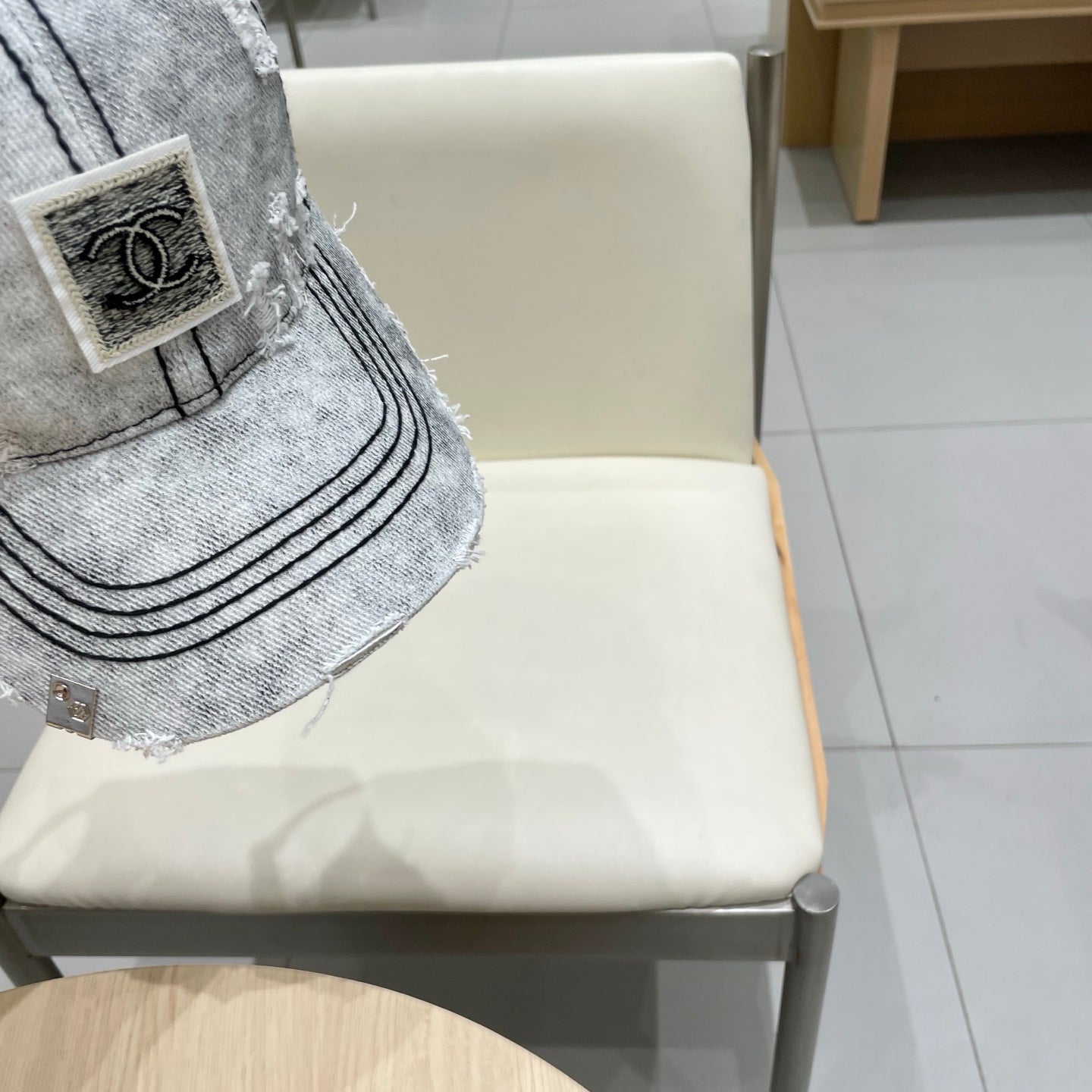 Chanel Baseball Cap Light Gray Denim 192133