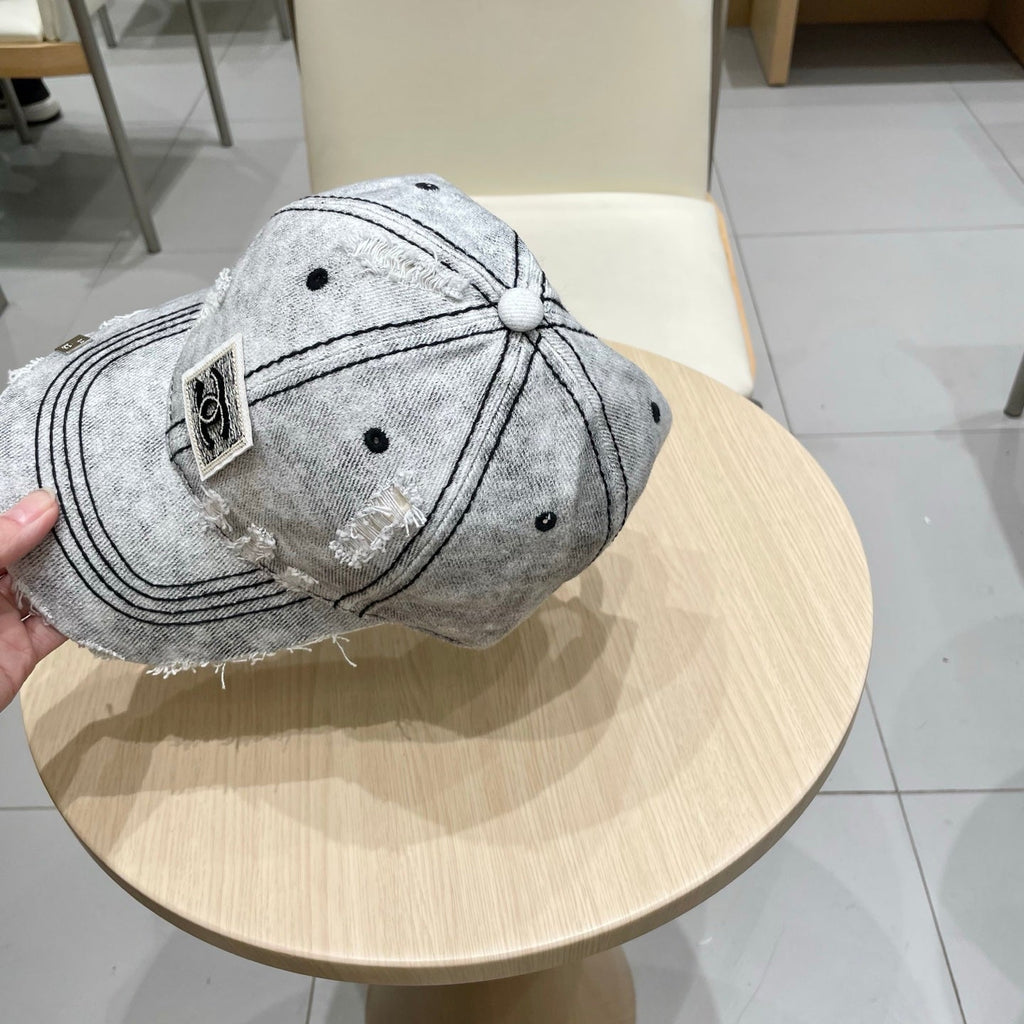Chanel Baseball Cap Light Gray Denim 192133