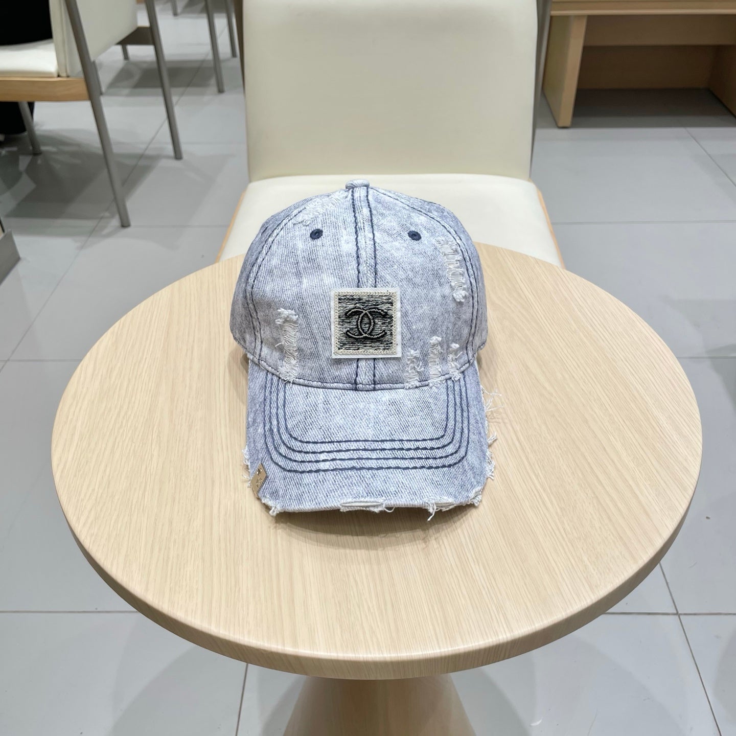 Chanel Baseball Cap Light Blue Denim 192132