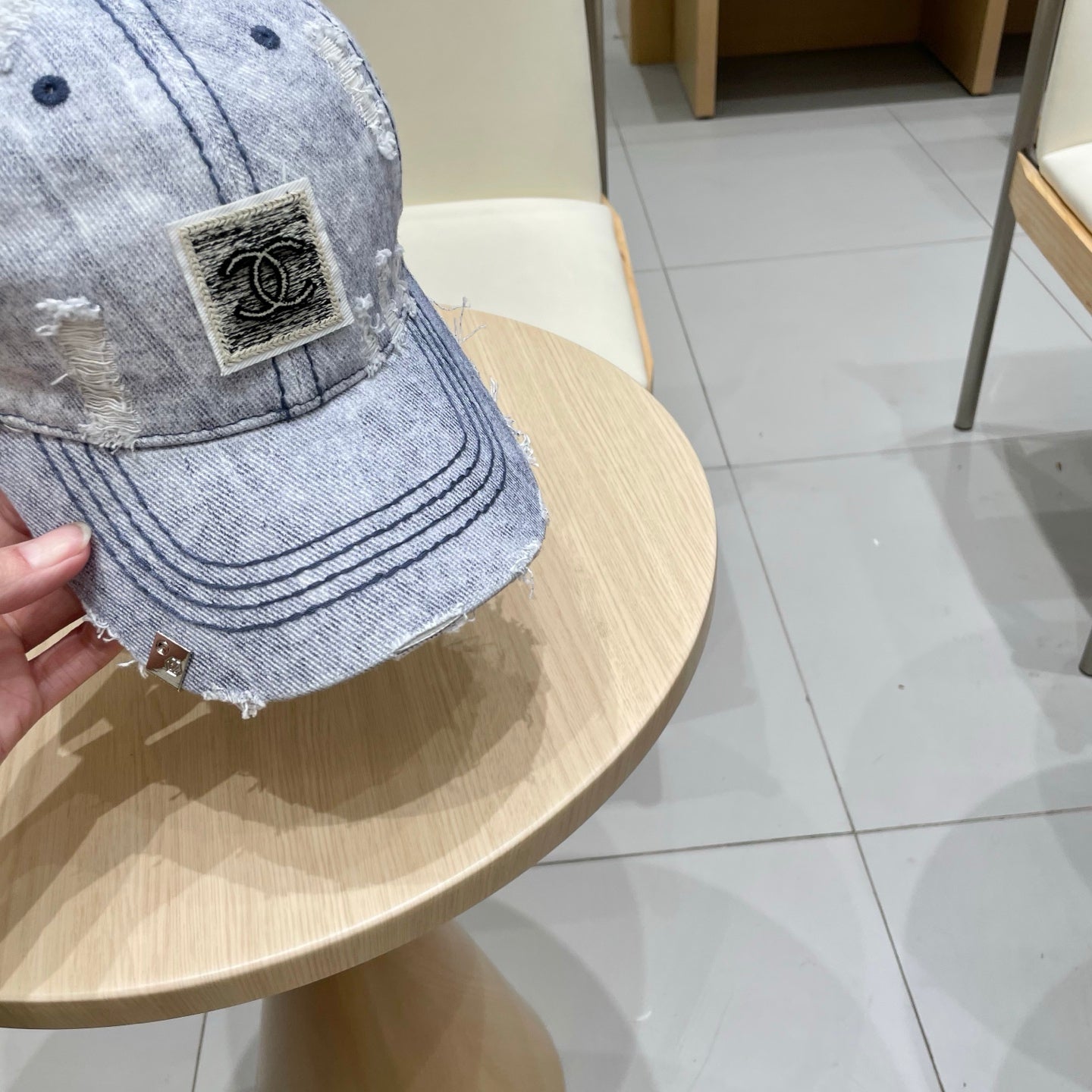 Chanel Baseball Cap Light Blue Denim 192132