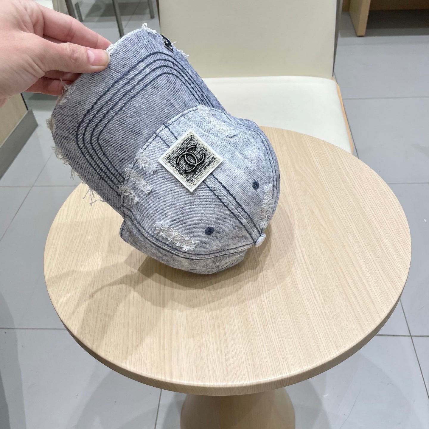 Chanel Baseball Cap Light Blue Denim 192132