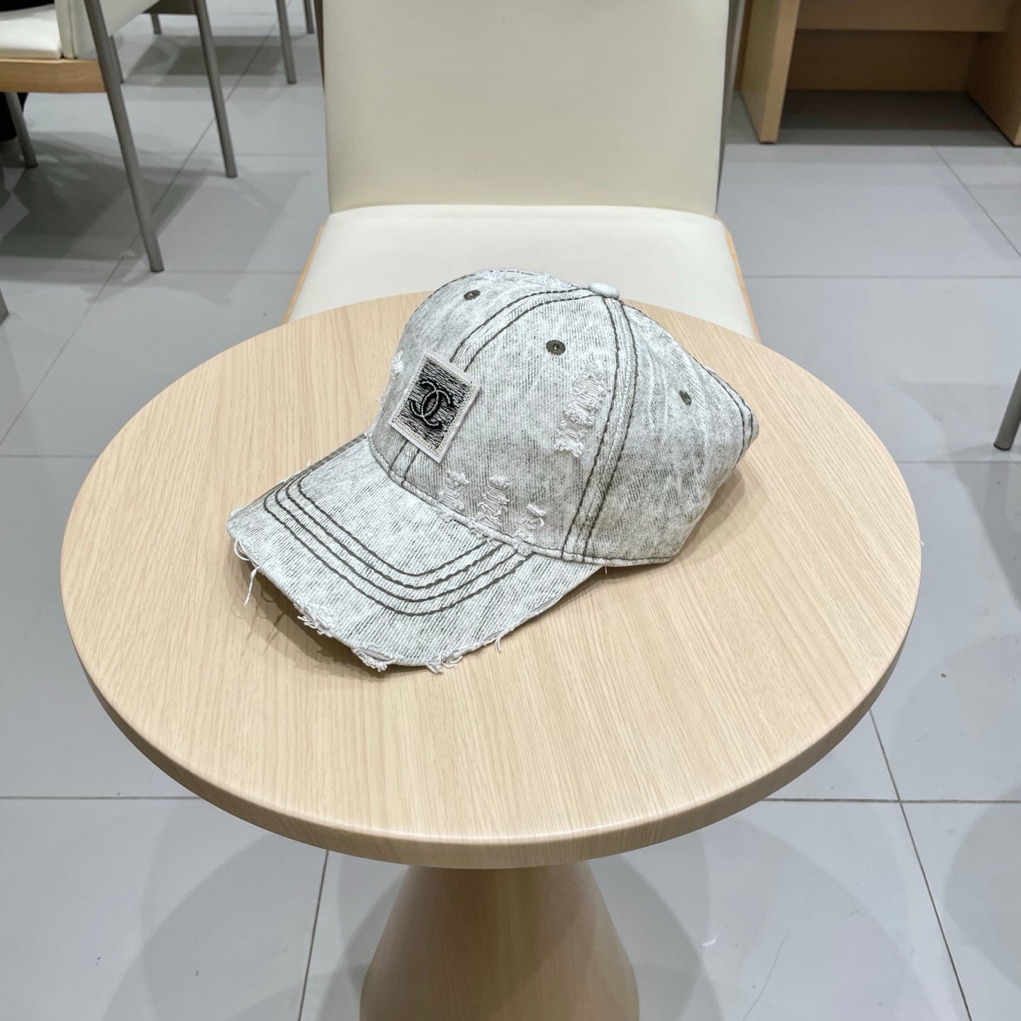 Chanel Baseball Cap Faded Grey Denim 192131