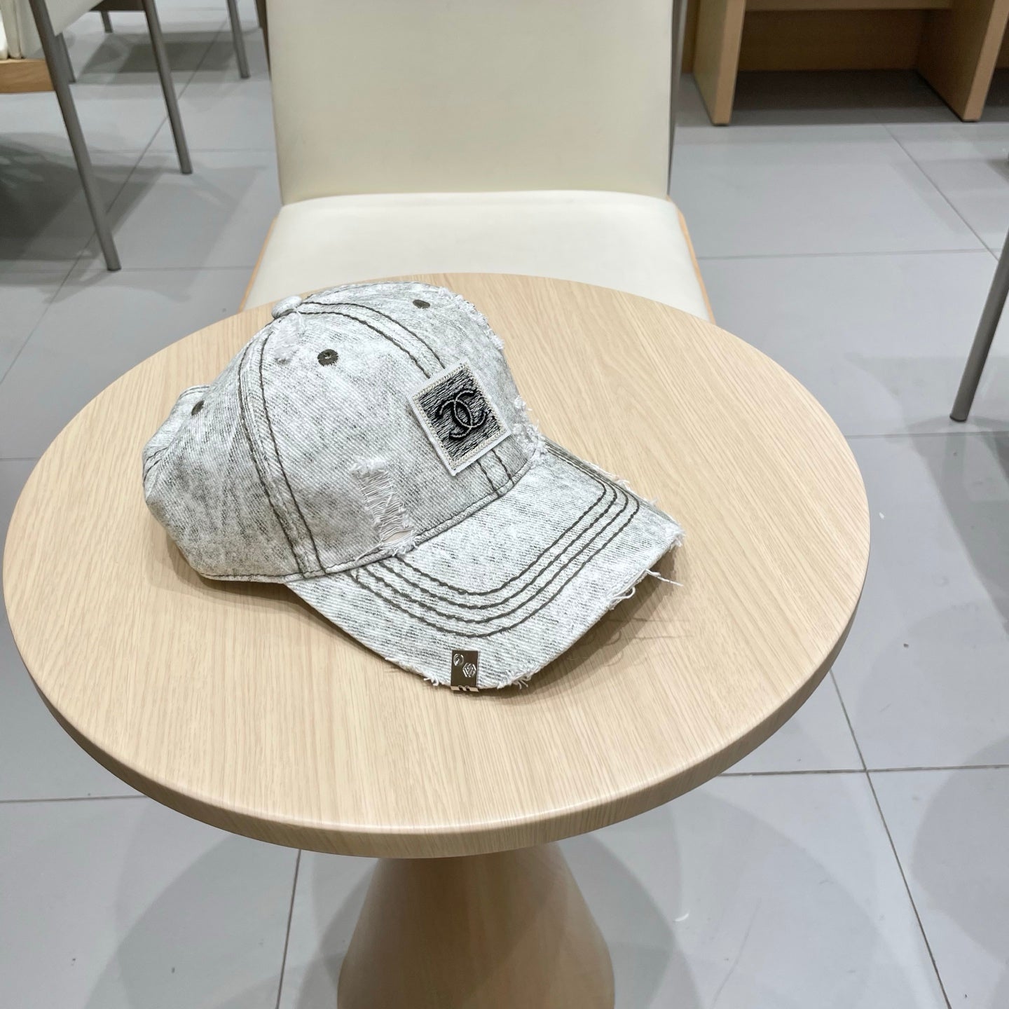 Chanel Baseball Cap Faded Grey Denim 192131