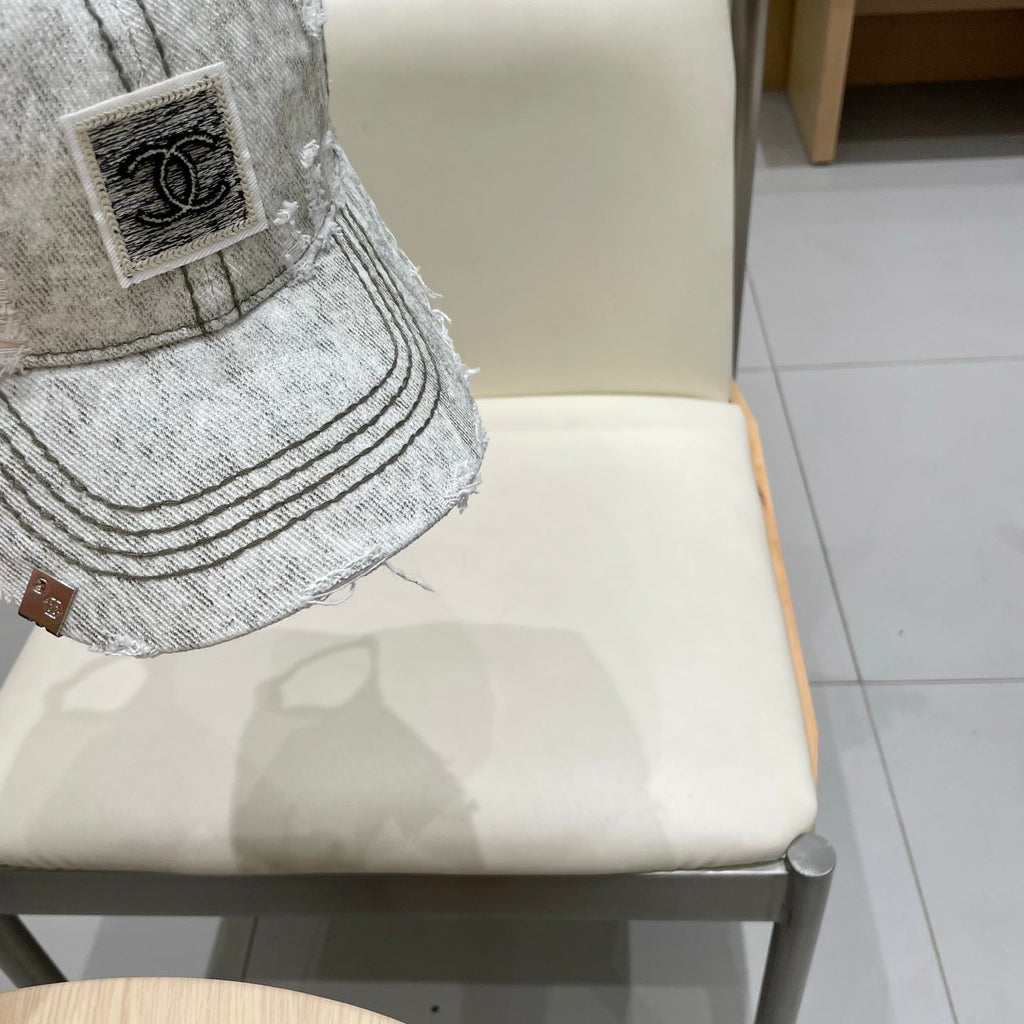 Chanel Baseball Cap Faded Grey Denim 192131