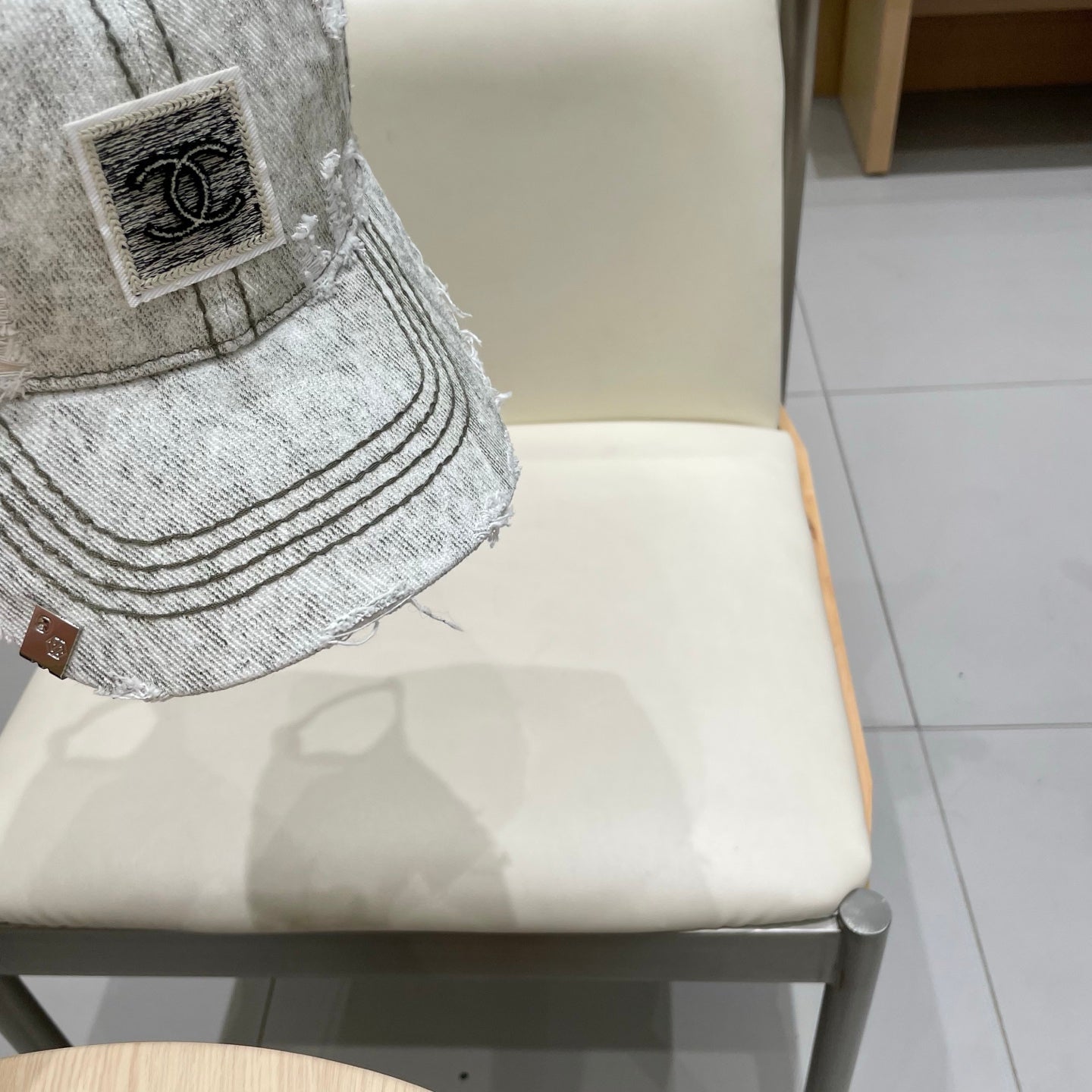 Chanel Baseball Cap Faded Grey Denim 192131