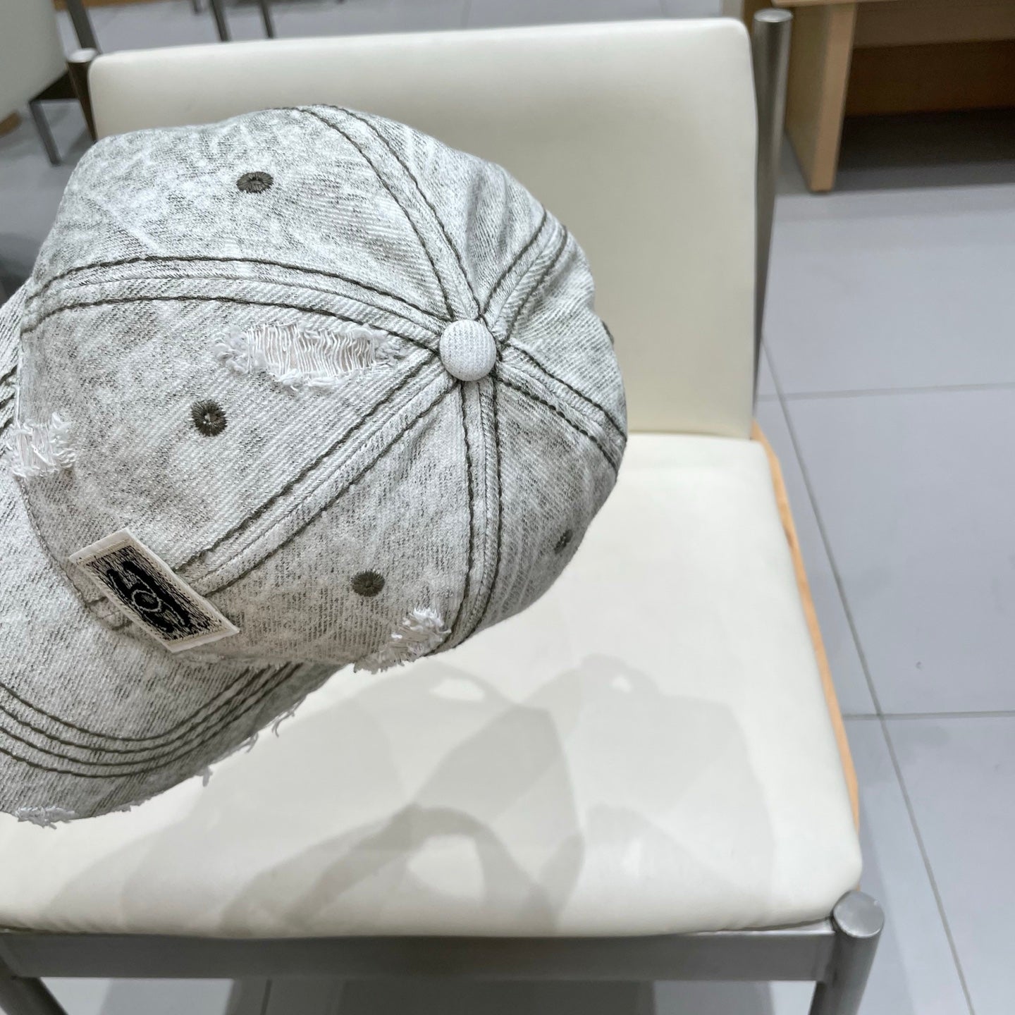 Chanel Baseball Cap Faded Grey Denim 192131