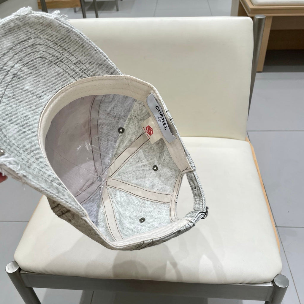 Chanel Baseball Cap Faded Grey Denim 192131