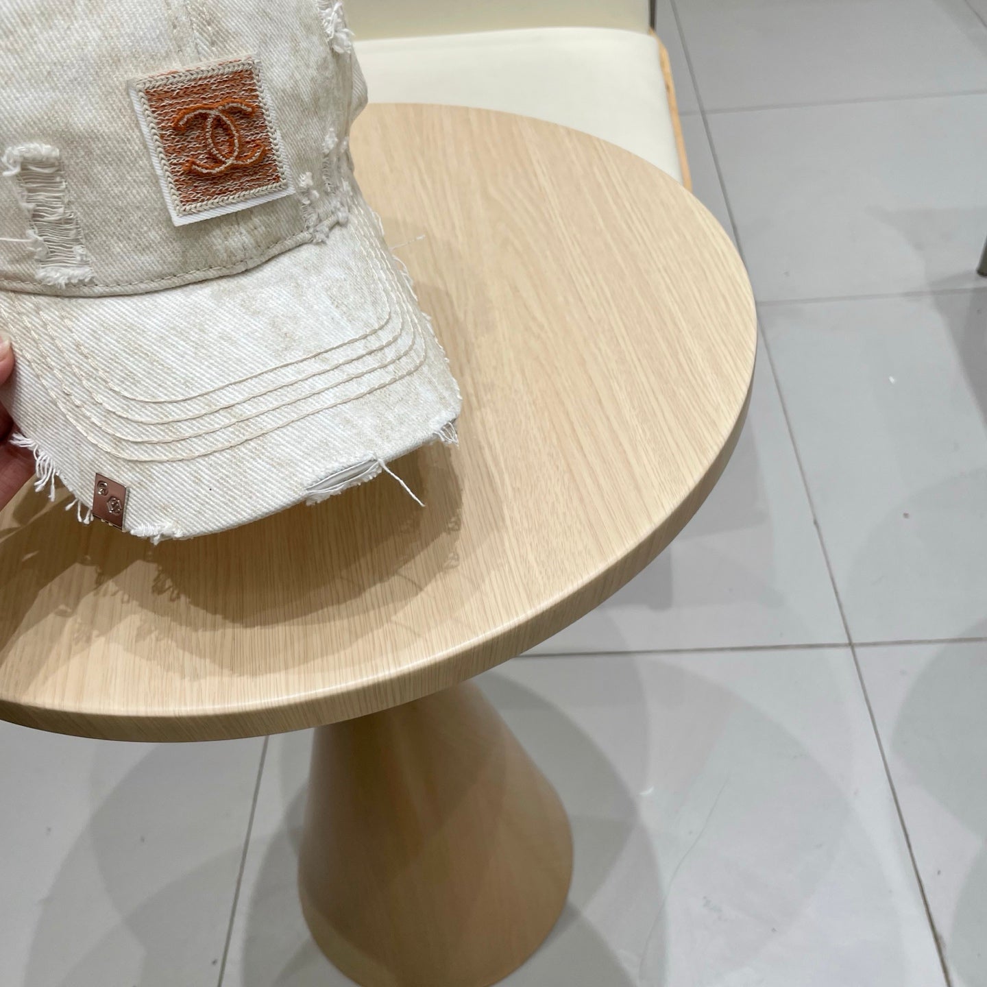 Chanel Baseball Cap Beige Denim 192130