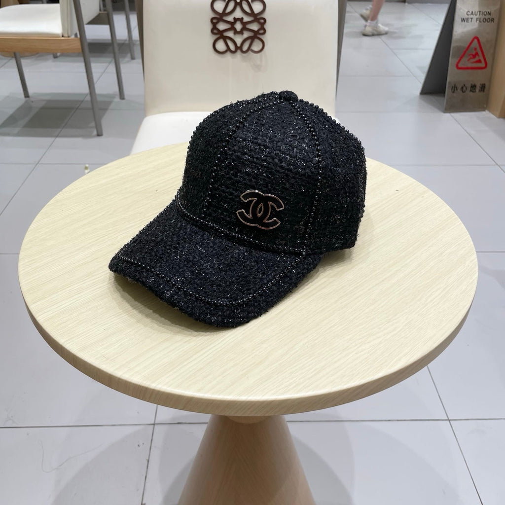 Chanel Baseball Cap With Heavy Pearl Black in Cloth 192120