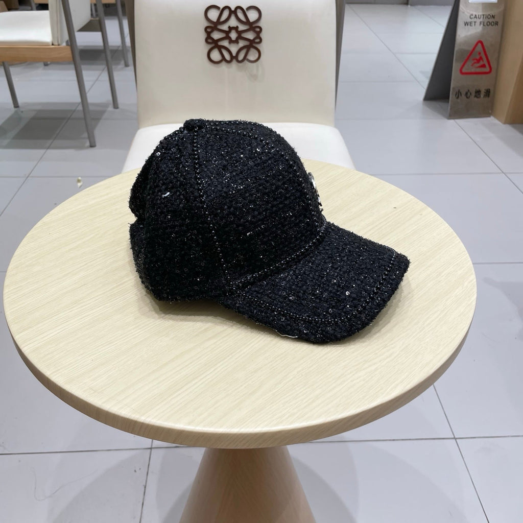 Chanel Baseball Cap With Heavy Pearl Black in Cloth 192120