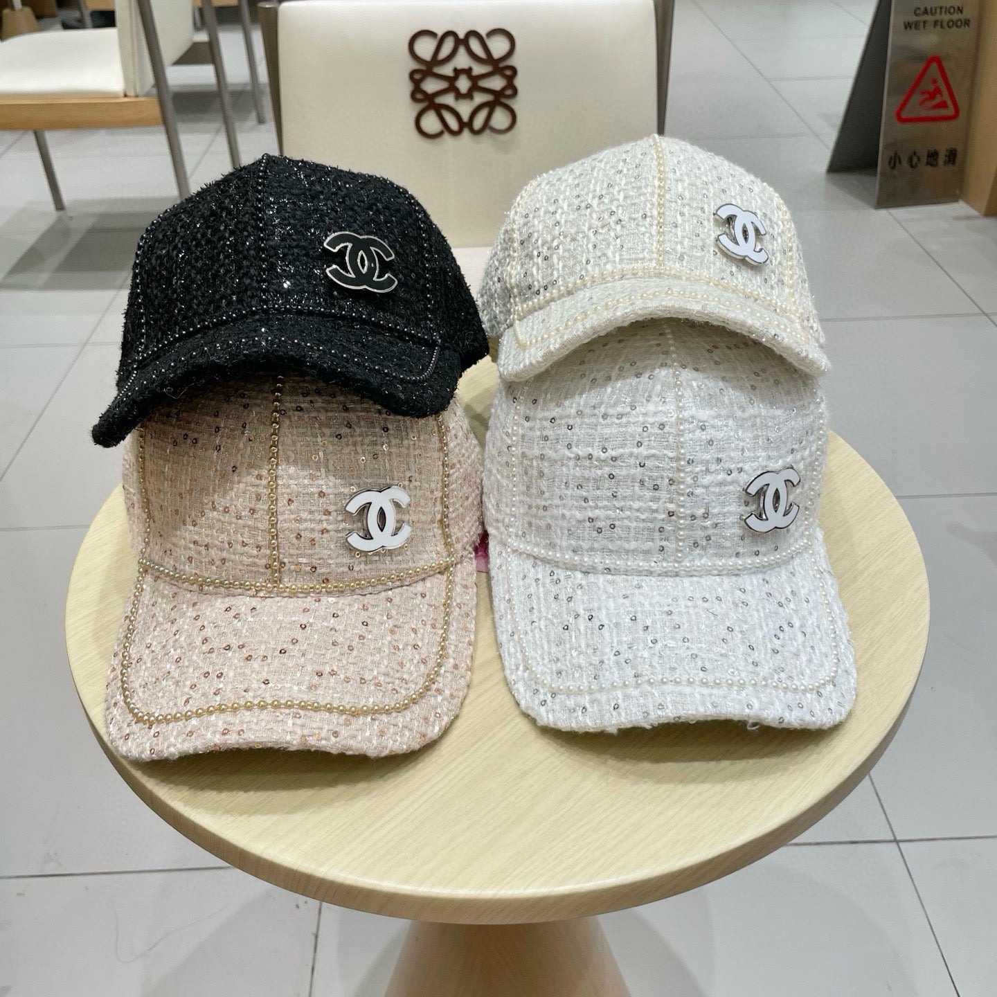 Chanel Baseball Cap With Heavy Pearl Black in Cloth 192120