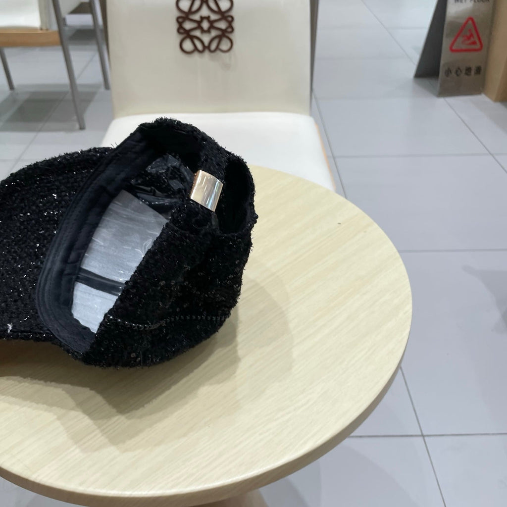 Chanel Baseball Cap With Heavy Pearl Black in Cloth 192120